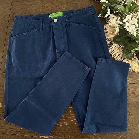 FREE PEOPLE X Sandrine Rose The Colony Blue Denim Pants sz 24 NEW - Picture 1 of 7